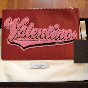Valentino Red Leather Clutch